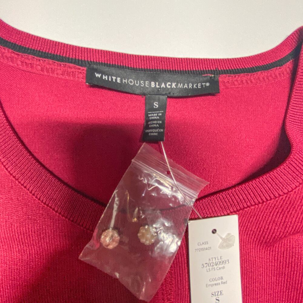 WHBM Womens Empress Red Jeweled Button Cardigan Small NWT - Picture 6 of 11